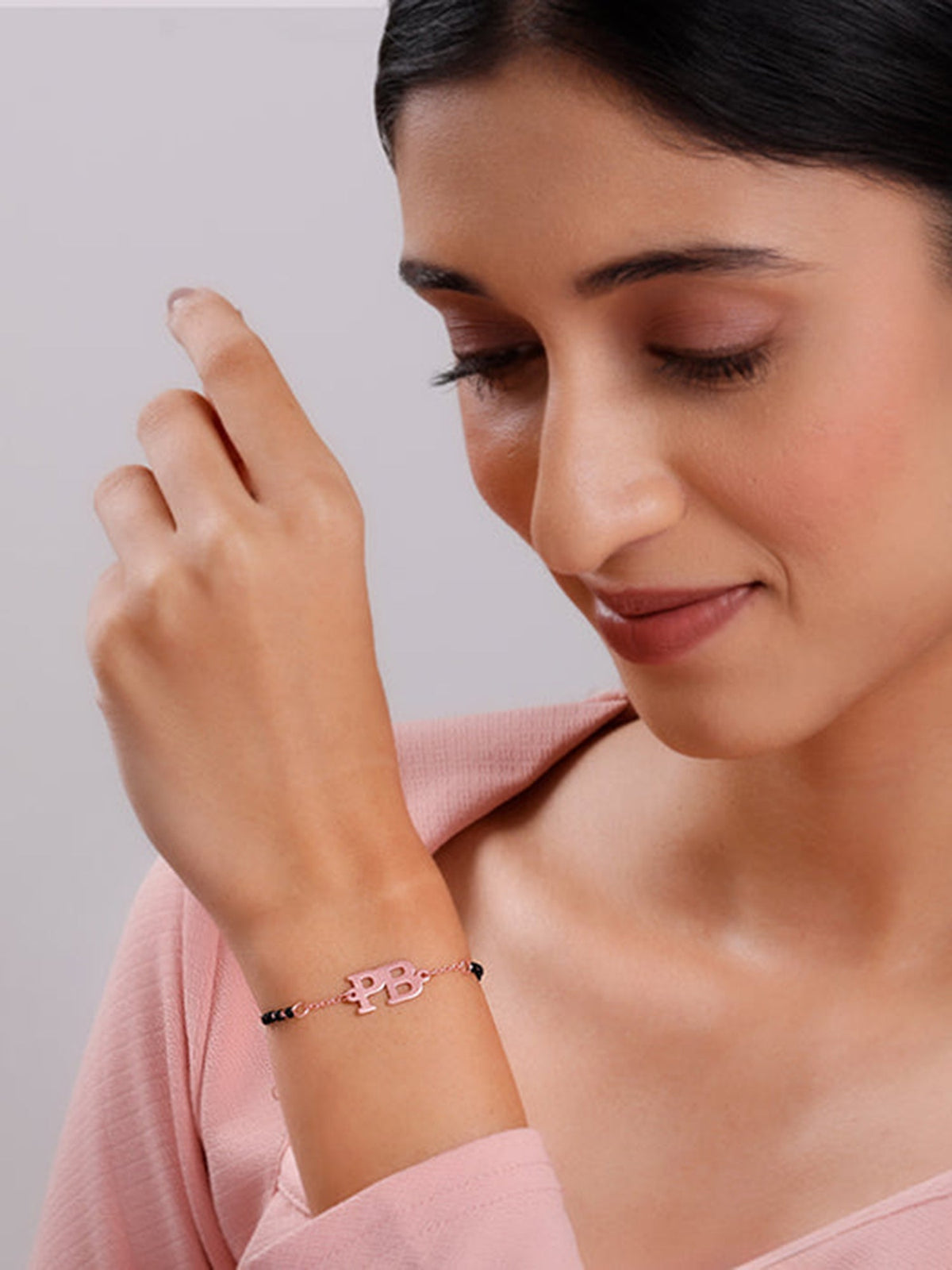 Rose Gold Personalised Signature Initial Mangalsutra Bracelet