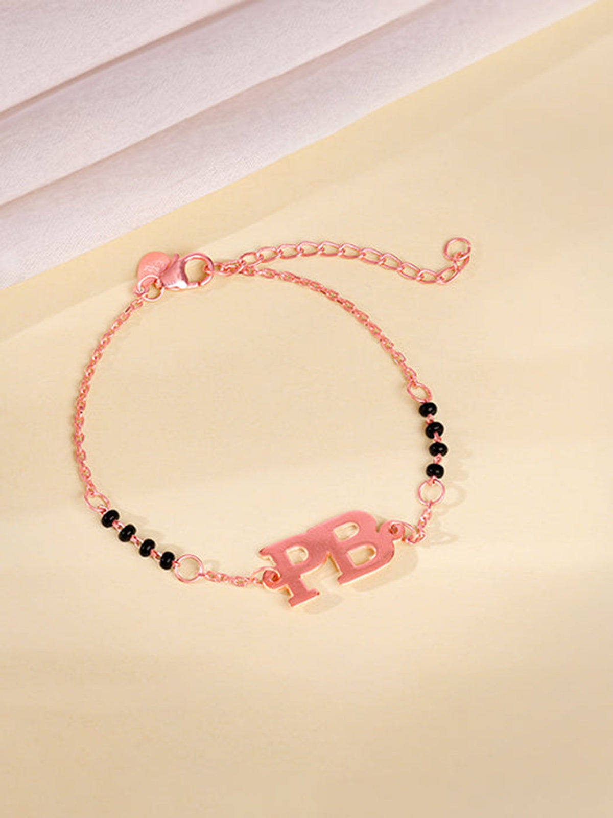 Rose Gold Personalised Signature Initial Mangalsutra Bracelet