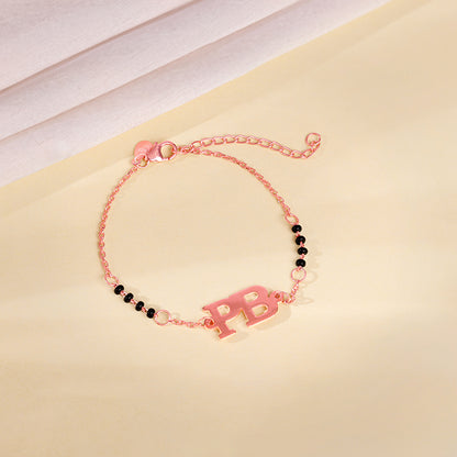 Rose Gold Personalised Signature Initial Mangalsutra Bracelet