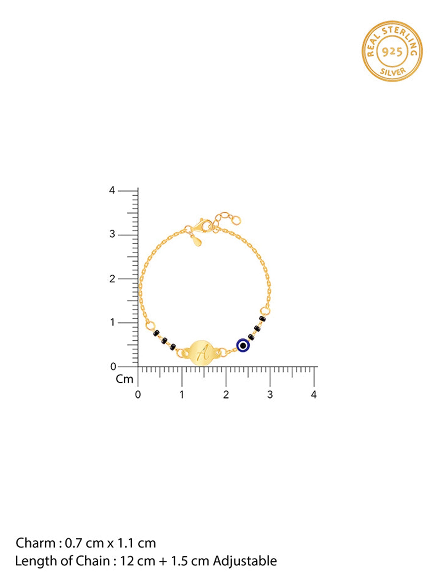 Golden Personalised Nazariya Kids Bracelet (0 - 2 Years)