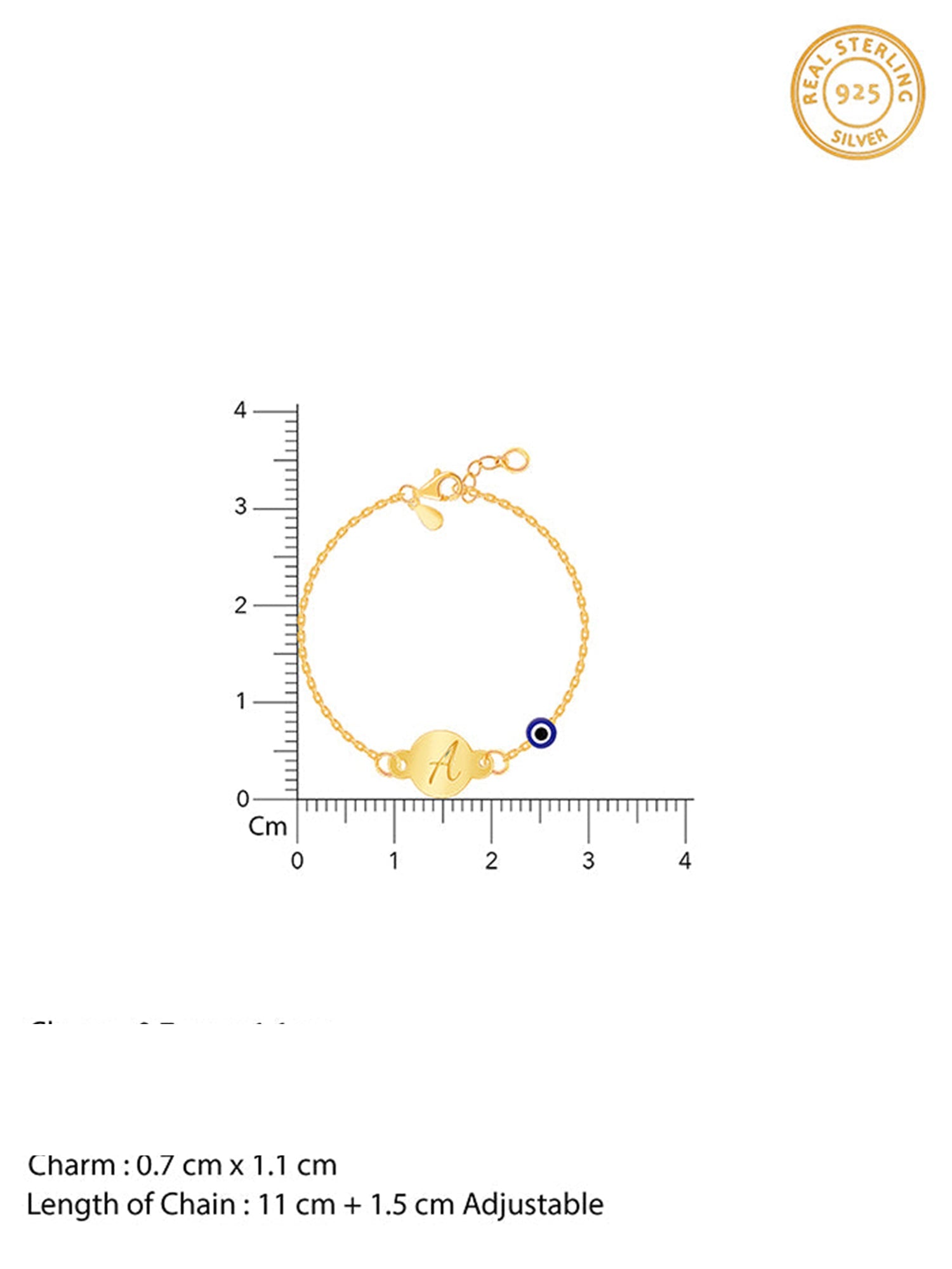 Golden Personalised Envy Gaze Kids Bracelet (0 - 2 Years)