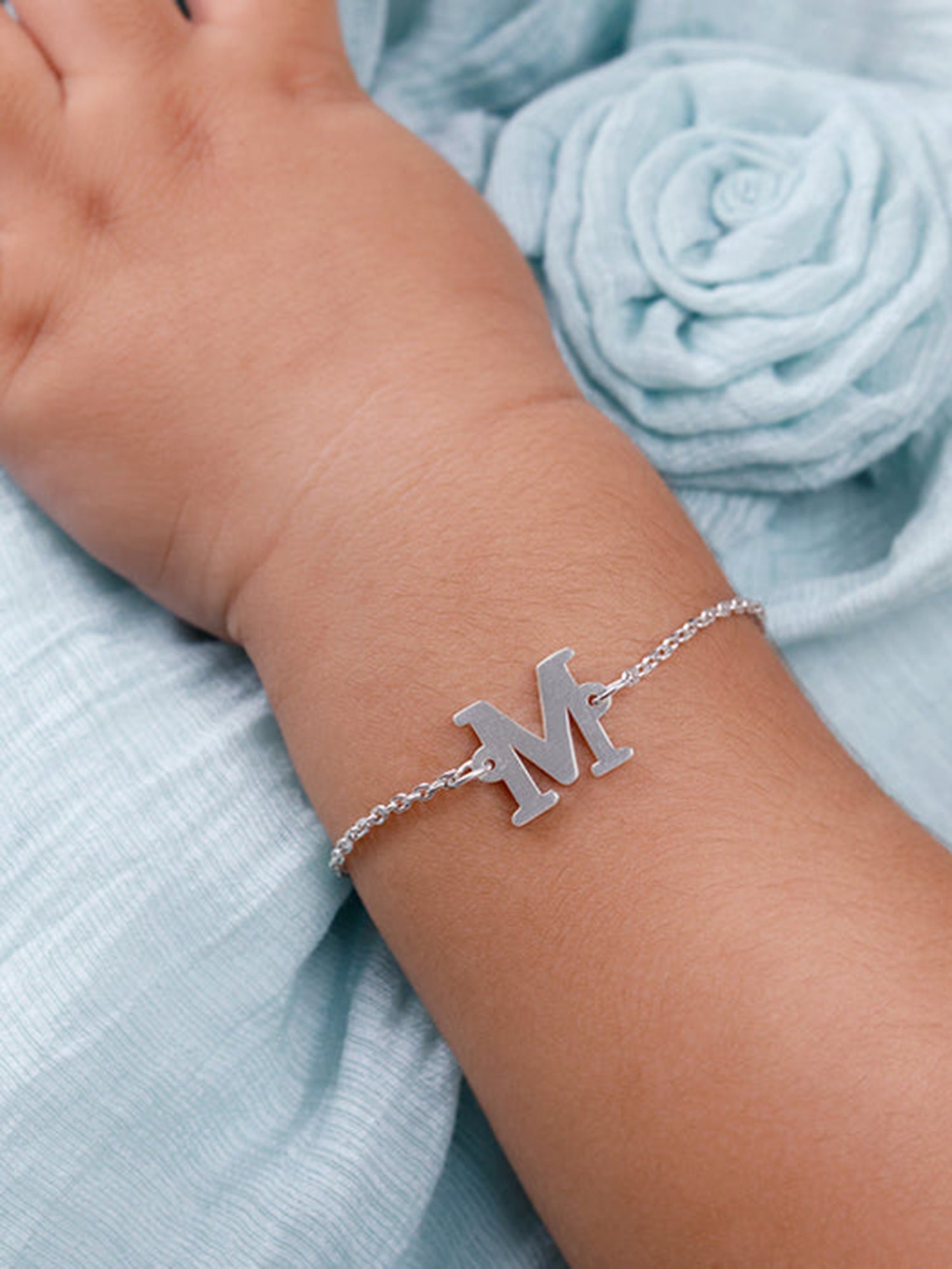 Silver Personalised Initial Kids Bracelet (0 - 2 Years)