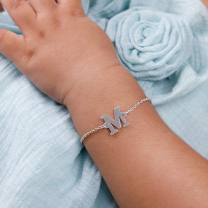 Silver Personalised Initial Kids Bracelet (0 - 2 Years)