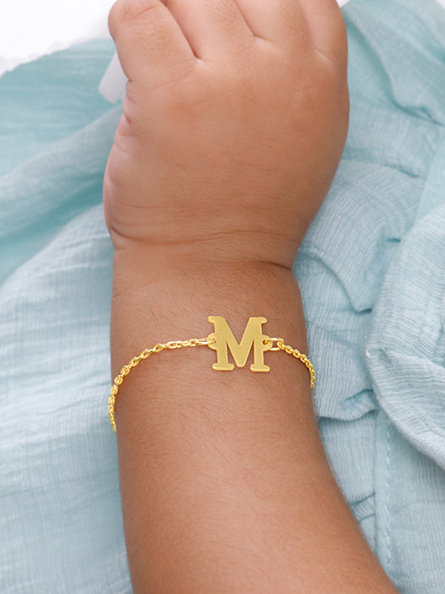 Golden Personalised Initial Kids Bracelet (0 - 2 Years)
