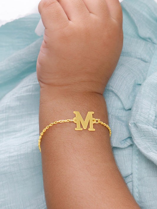 Golden Personalised Initial Kids Bracelet (0 - 2 Years)