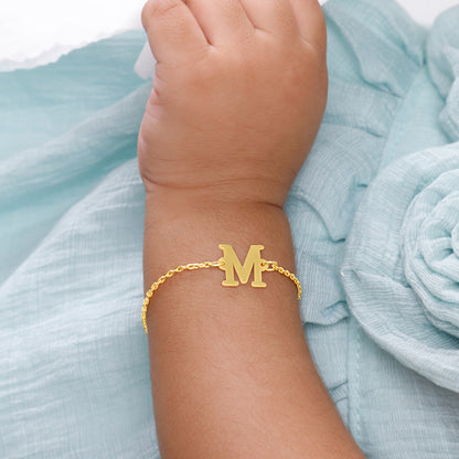 Golden Personalised Initial Kids Bracelet (0 - 2 Years)