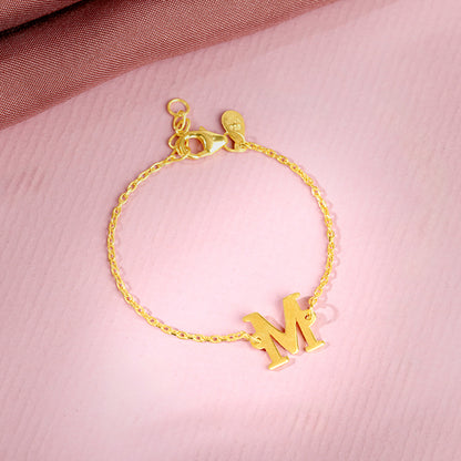 Golden Personalised Initial Kids Bracelet (0 - 2 Years)