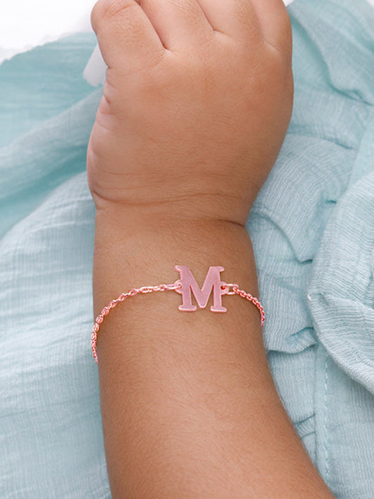 Rose Gold Personalised Initial Kids Bracelet (0 - 2 Years)