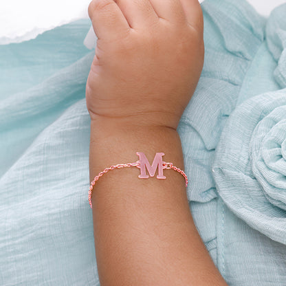 Rose Gold Personalised Initial Kids Bracelet (0 - 2 Years)