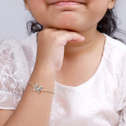Silver Personalised Initial Kids Bracelet (2 - 8 Years)