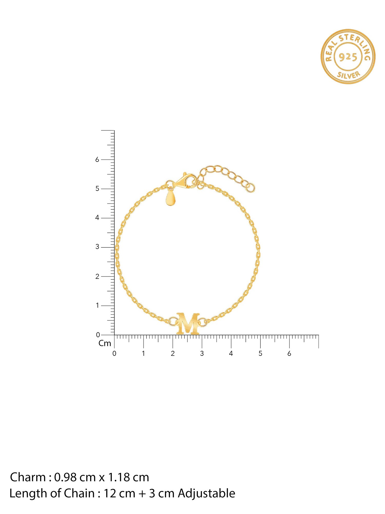 Golden Personalised Initial Kids Bracelet (2 - 8 Years)