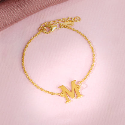 Golden Personalised Initial Kids Bracelet (2 - 8 Years)
