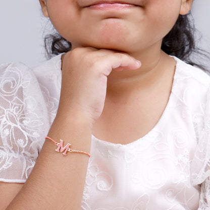 Rose Gold Personalised Initial Kids Bracelet (2 - 8 Years)