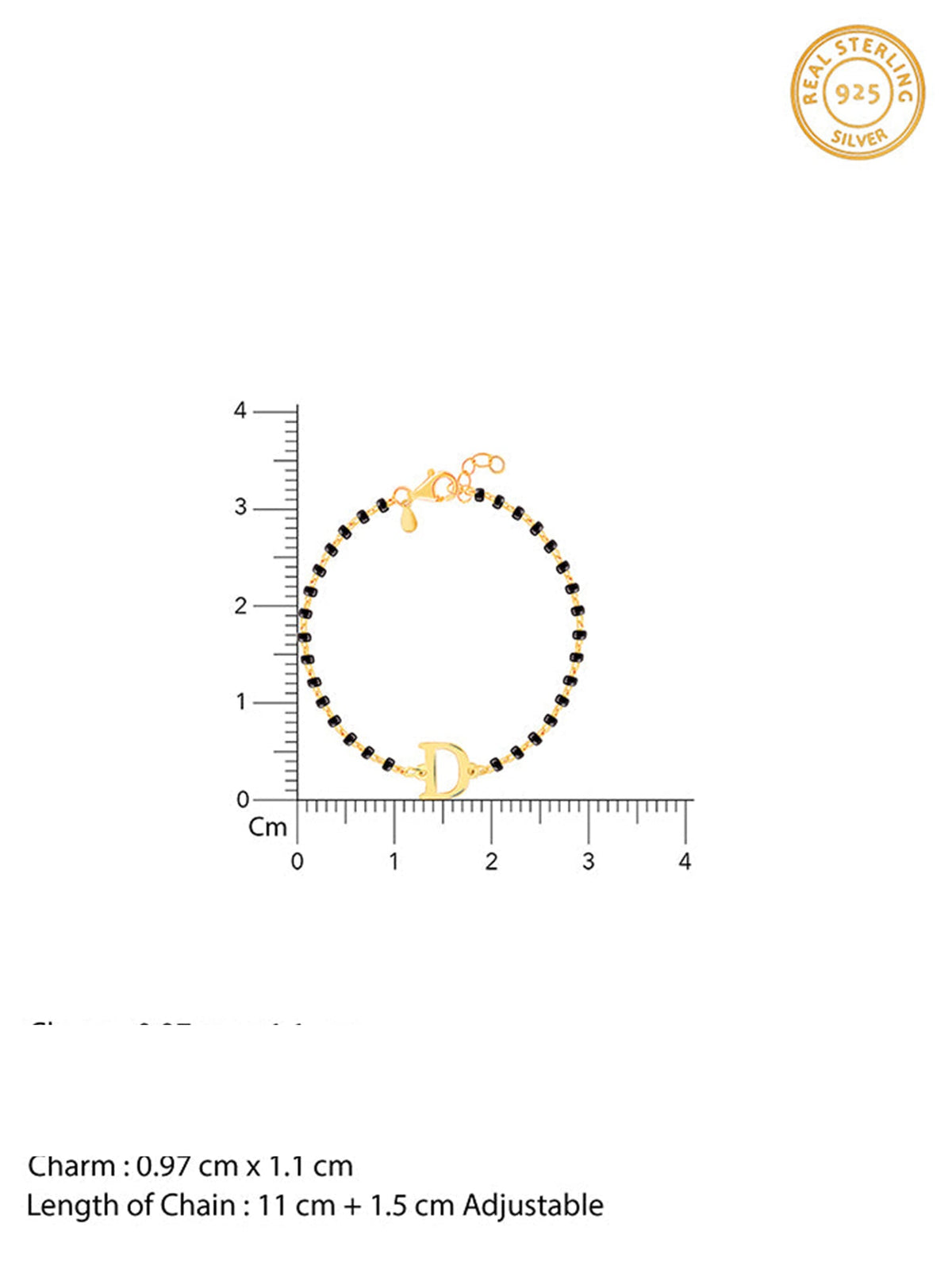 Golden Personalised Initial Nazariya Kids Bracelet (0 - 2 Years)
