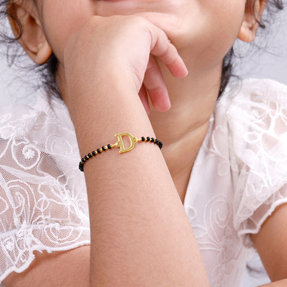 Golden Personalised Initial Nazariya Kids Bracelet (2 - 8 Years)