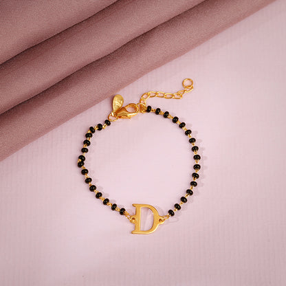 Golden Personalised Initial Nazariya Kids Bracelet (2 - 8 Years)