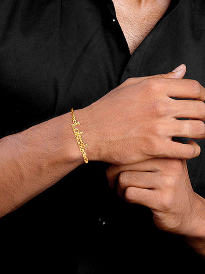 Golden Personalised Name Bracelet For Him