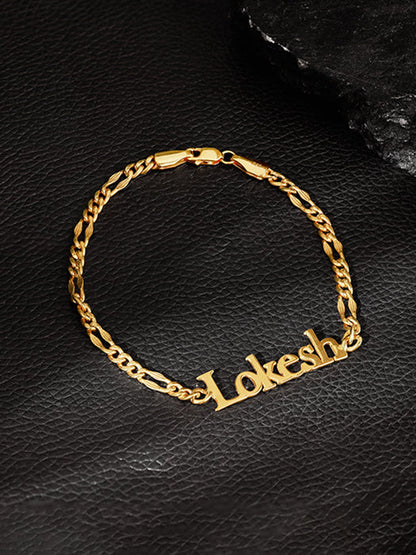 Golden Personalised Name Bracelet For Him