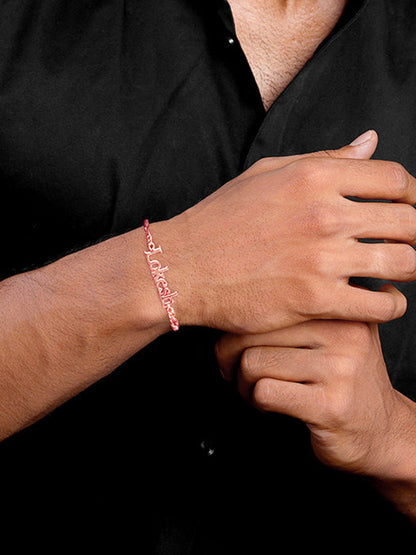 Rose Gold Personalised Name Bracelet For Him