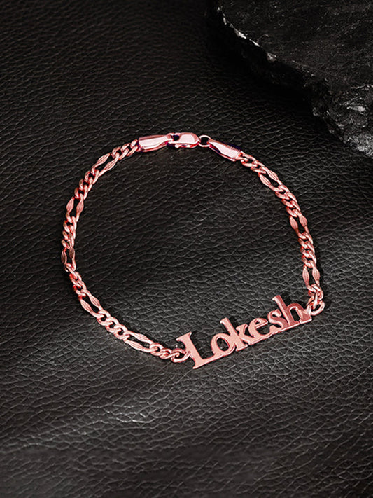 Rose Gold Personalised Name Bracelet For Him