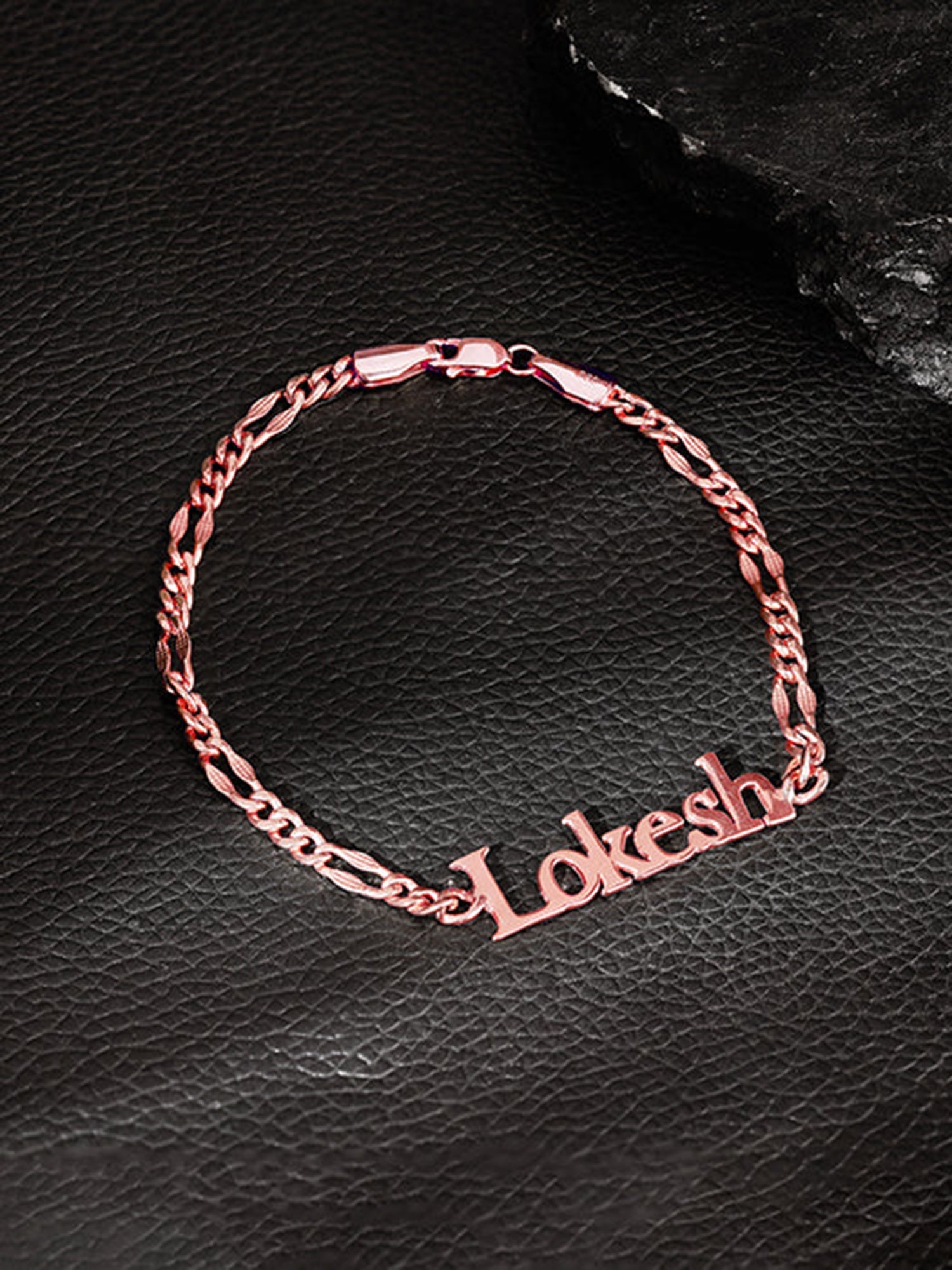 Rose Gold Personalised Name Bracelet For Him