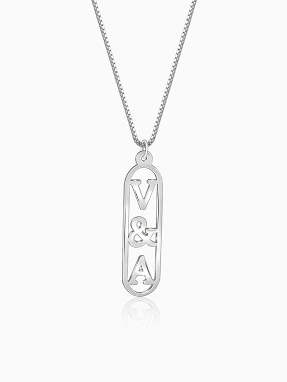Silver Personalised Bar Initial Pendant For Him