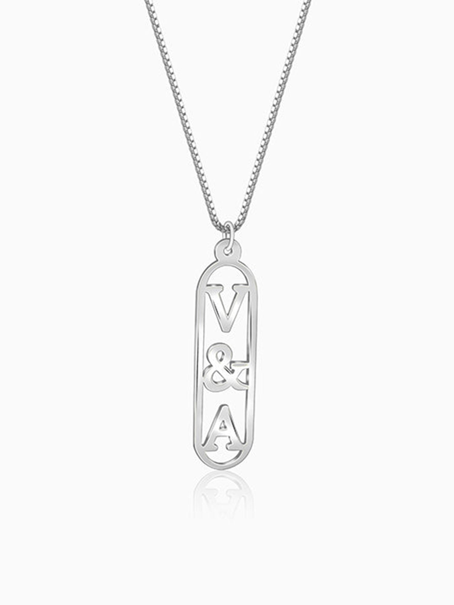 Silver Personalised Bar Initial Pendant For Him