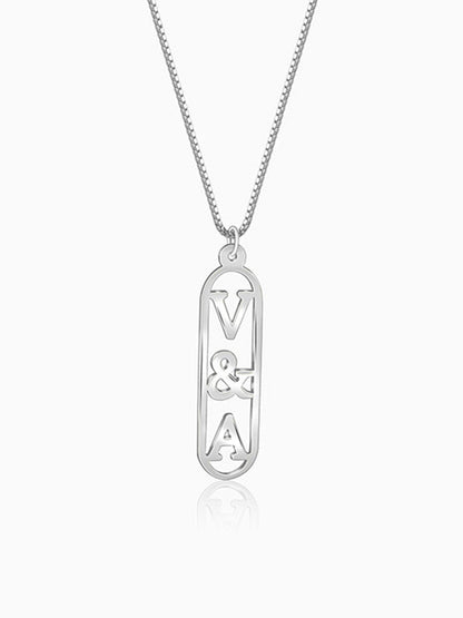 Silver Personalised Bar Initial Pendant For Him