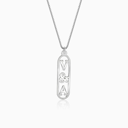 Silver Personalised Bar Initial Pendant For Him