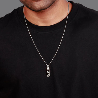 Silver Personalised Bar Initial Pendant For Him