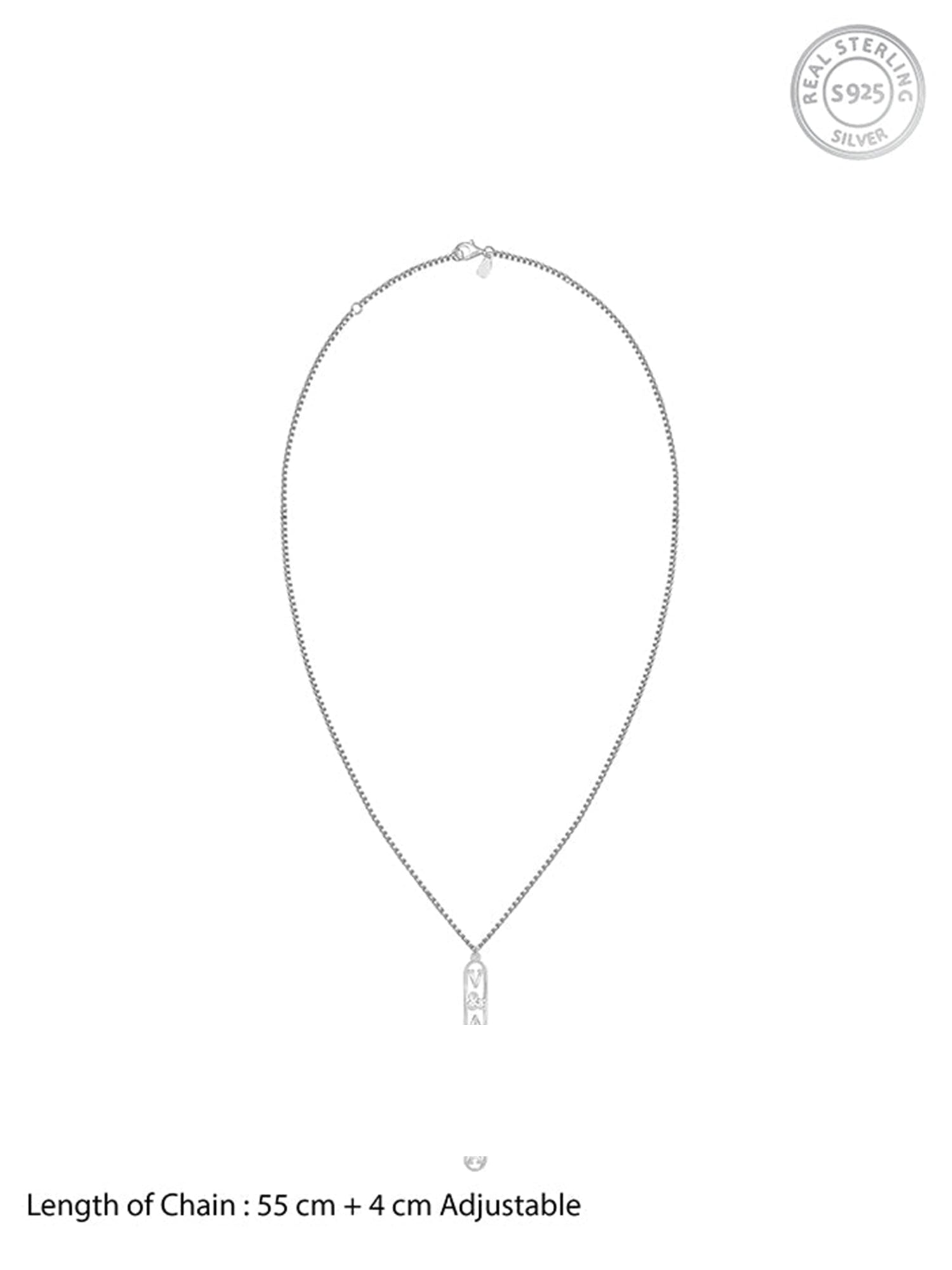 Silver Personalised Bar Initial Pendant For Him