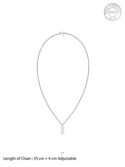 Silver Personalised Bar Initial Pendant For Him