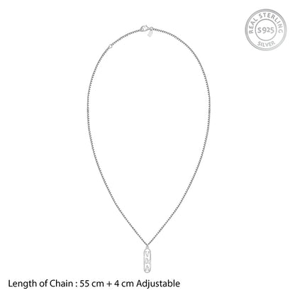 Silver Personalised Bar Initial Pendant For Him