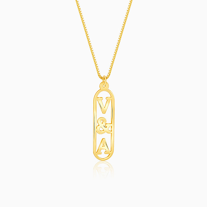Golden Personalised Bar Initial Pendant For Him