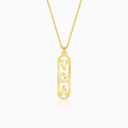 Golden Personalised Bar Initial Pendant For Him