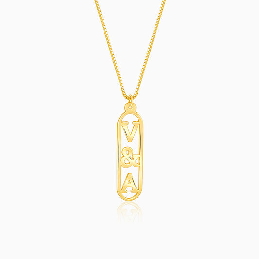 Golden Personalised Bar Initial Pendant For Him