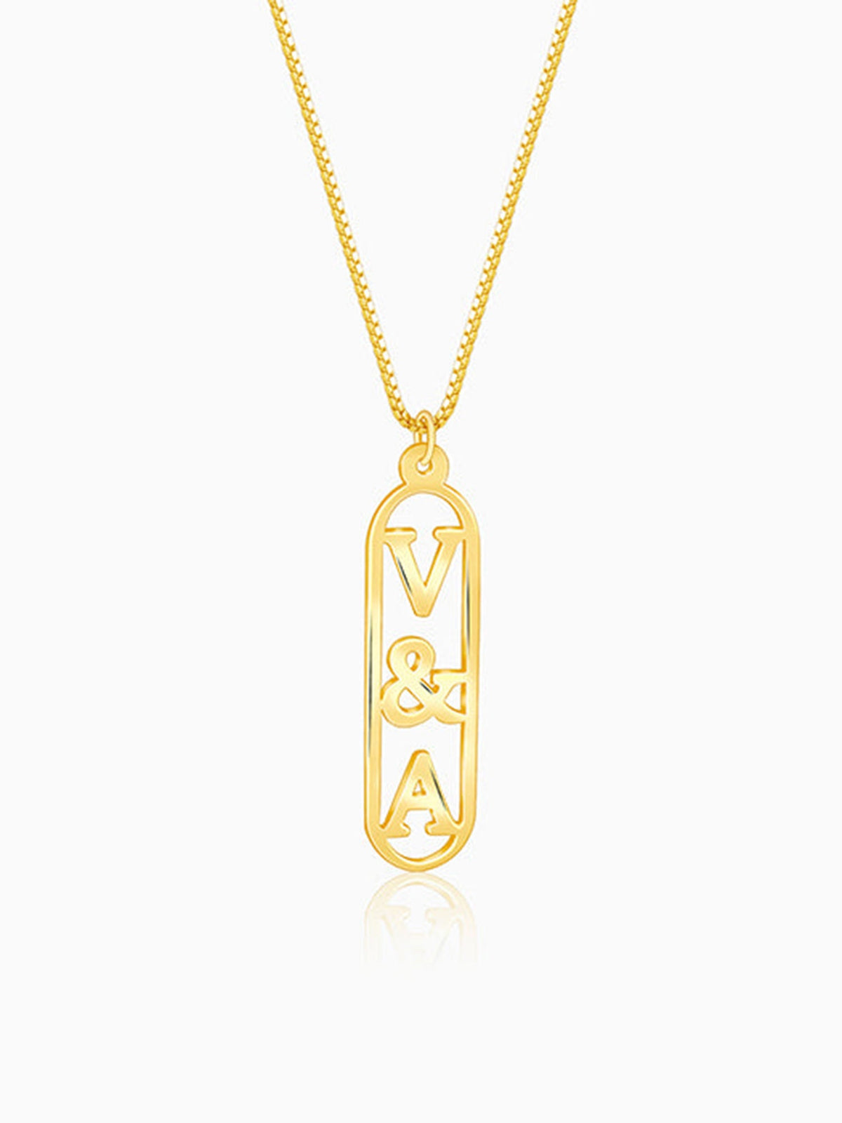 Golden Personalised Bar Initial Pendant For Him