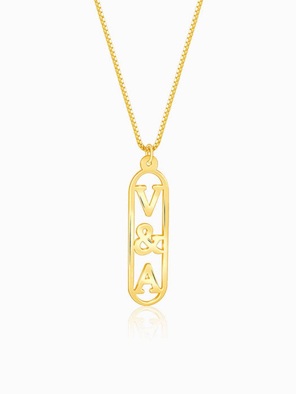 Golden Personalised Bar Initial Pendant For Him