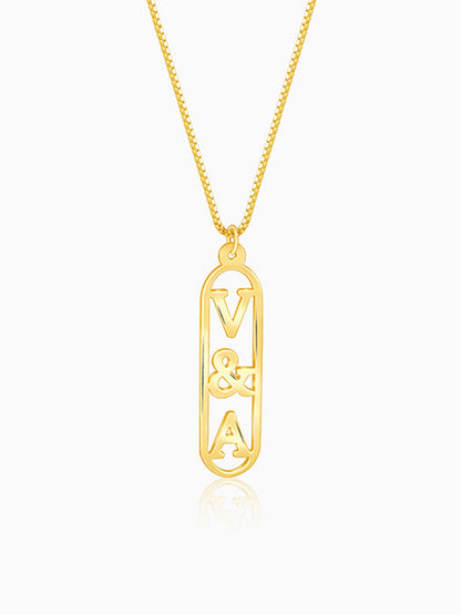 Golden Personalised Bar Initial Pendant For Him