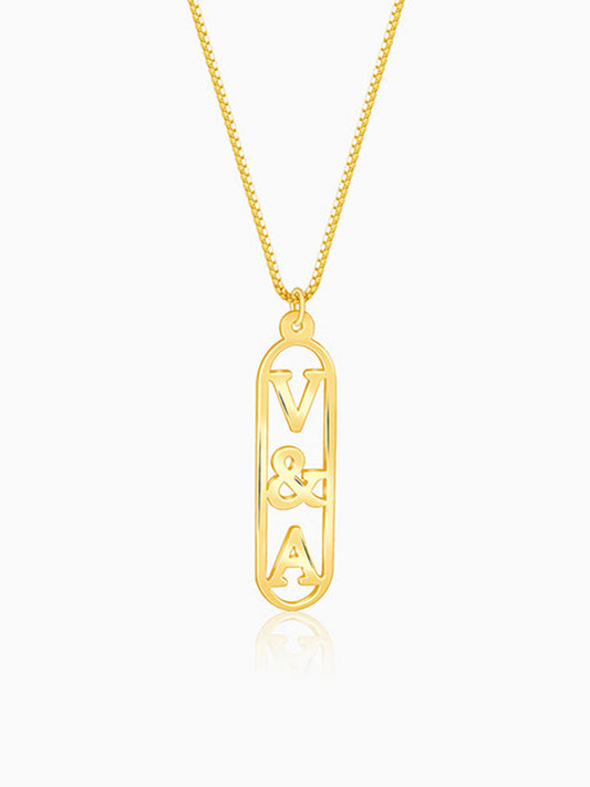 Golden Personalised Bar Initial Pendant For Him
