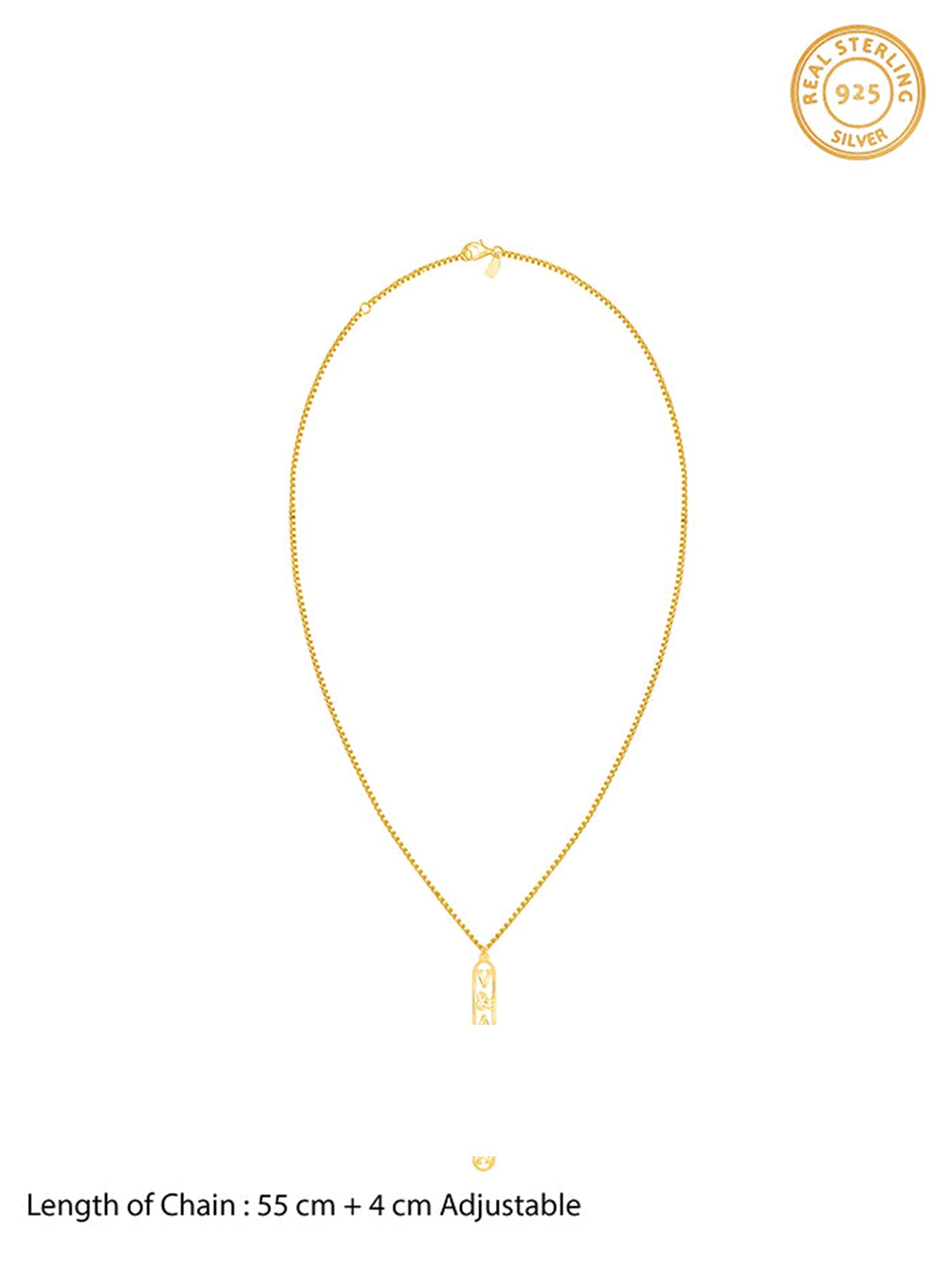 Golden Personalised Bar Initial Pendant For Him