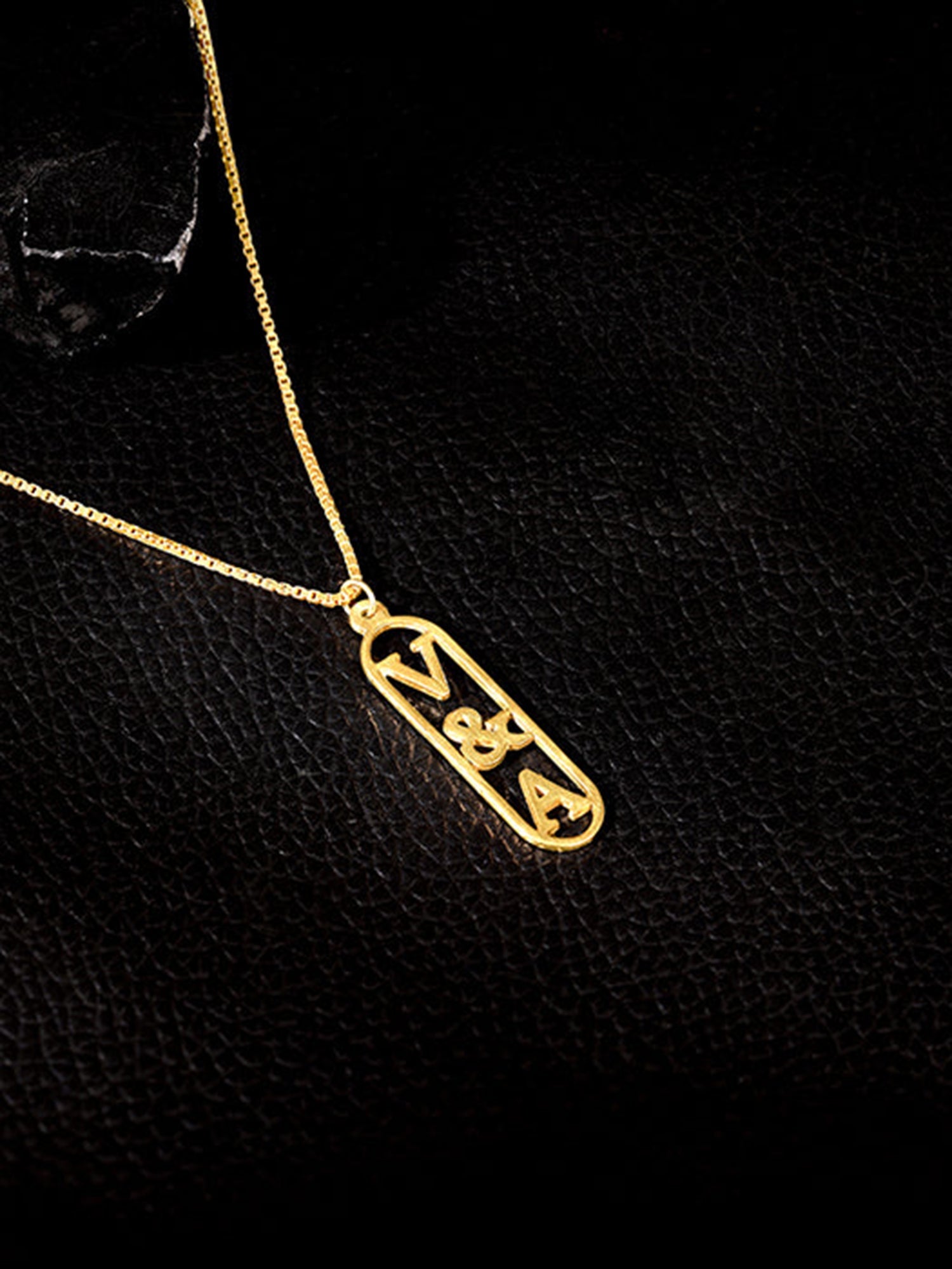 Golden Personalised Bar Initial Pendant For Him