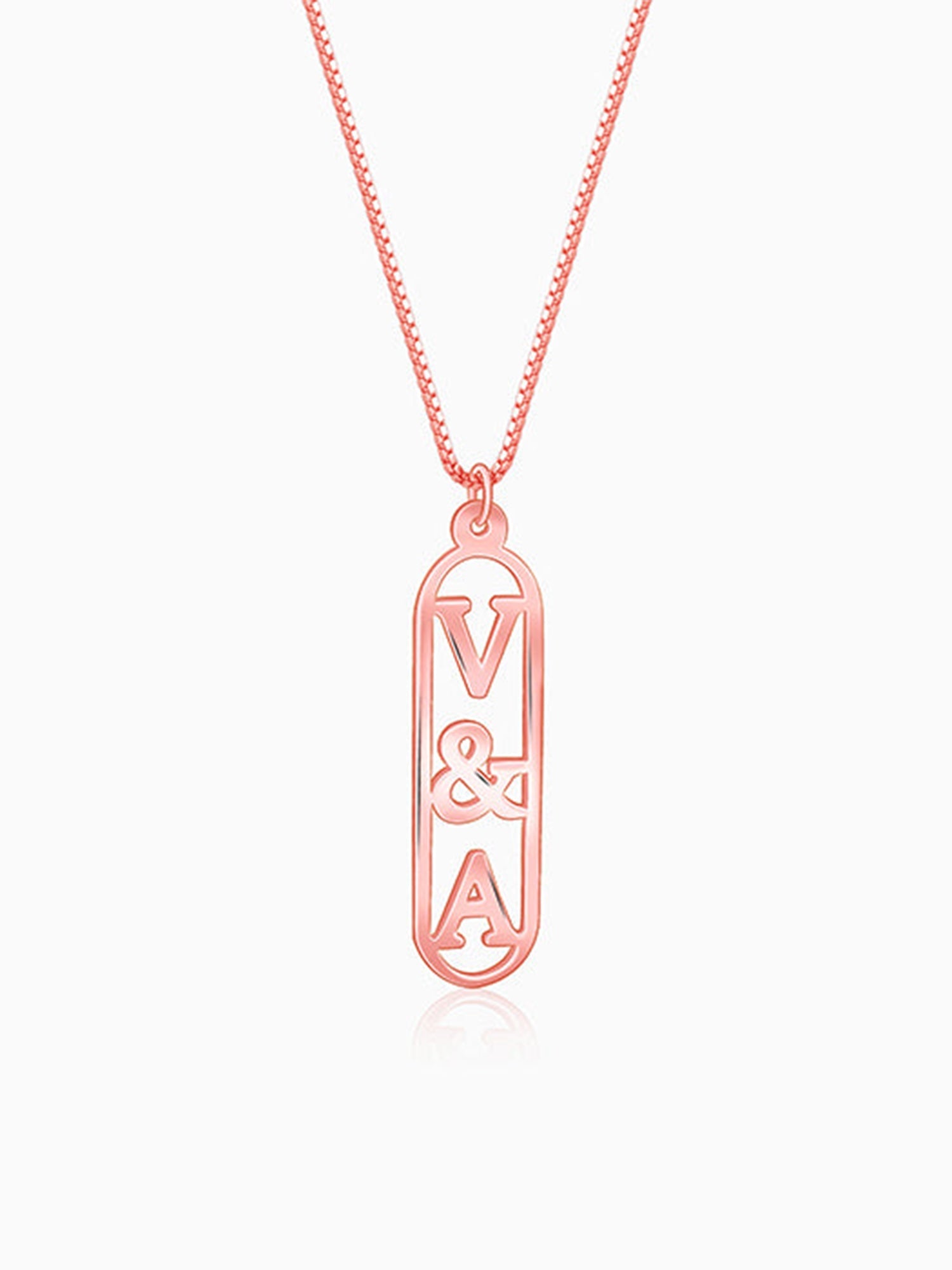 Rose Gold Bar Initial Personalised Pendant For Him