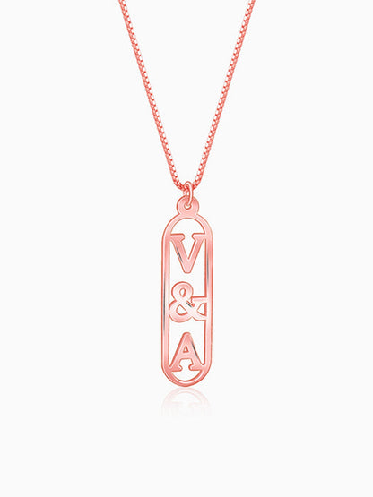 Rose Gold Bar Initial Personalised Pendant For Him