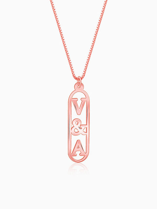 Rose Gold Bar Initial Personalised Pendant For Him