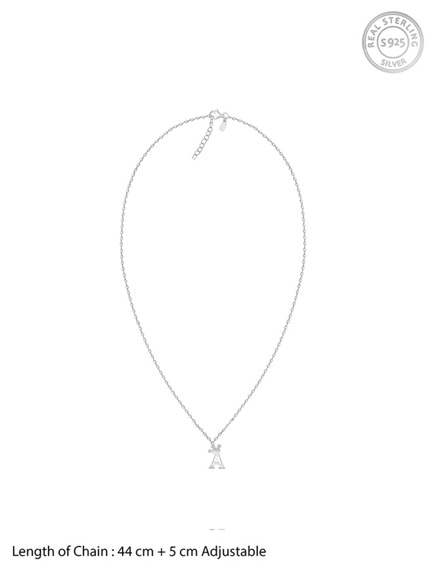 Silver Personalised Crown Initial Pendant