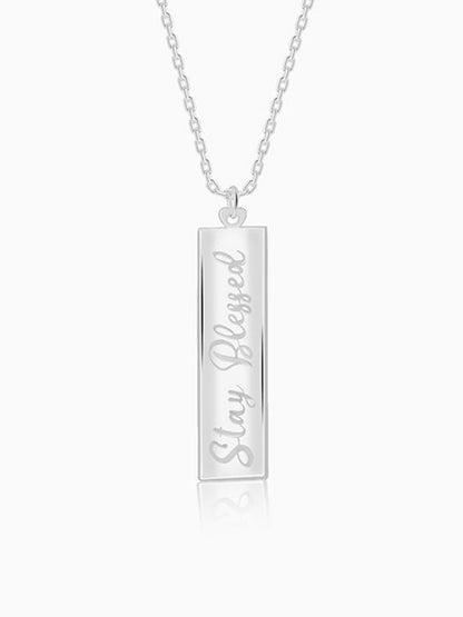 Silver Personalised Two-Name Bar Pendant