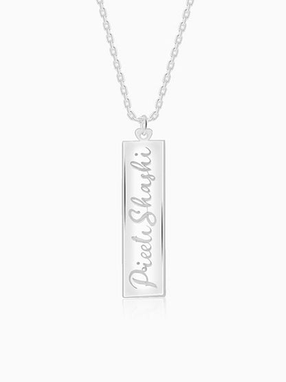 Silver Personalised Two-Name Bar Pendant
