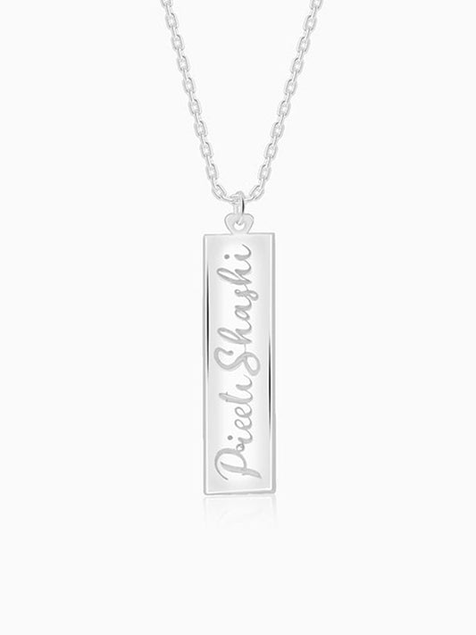 Silver Personalised Two-Name Bar Pendant