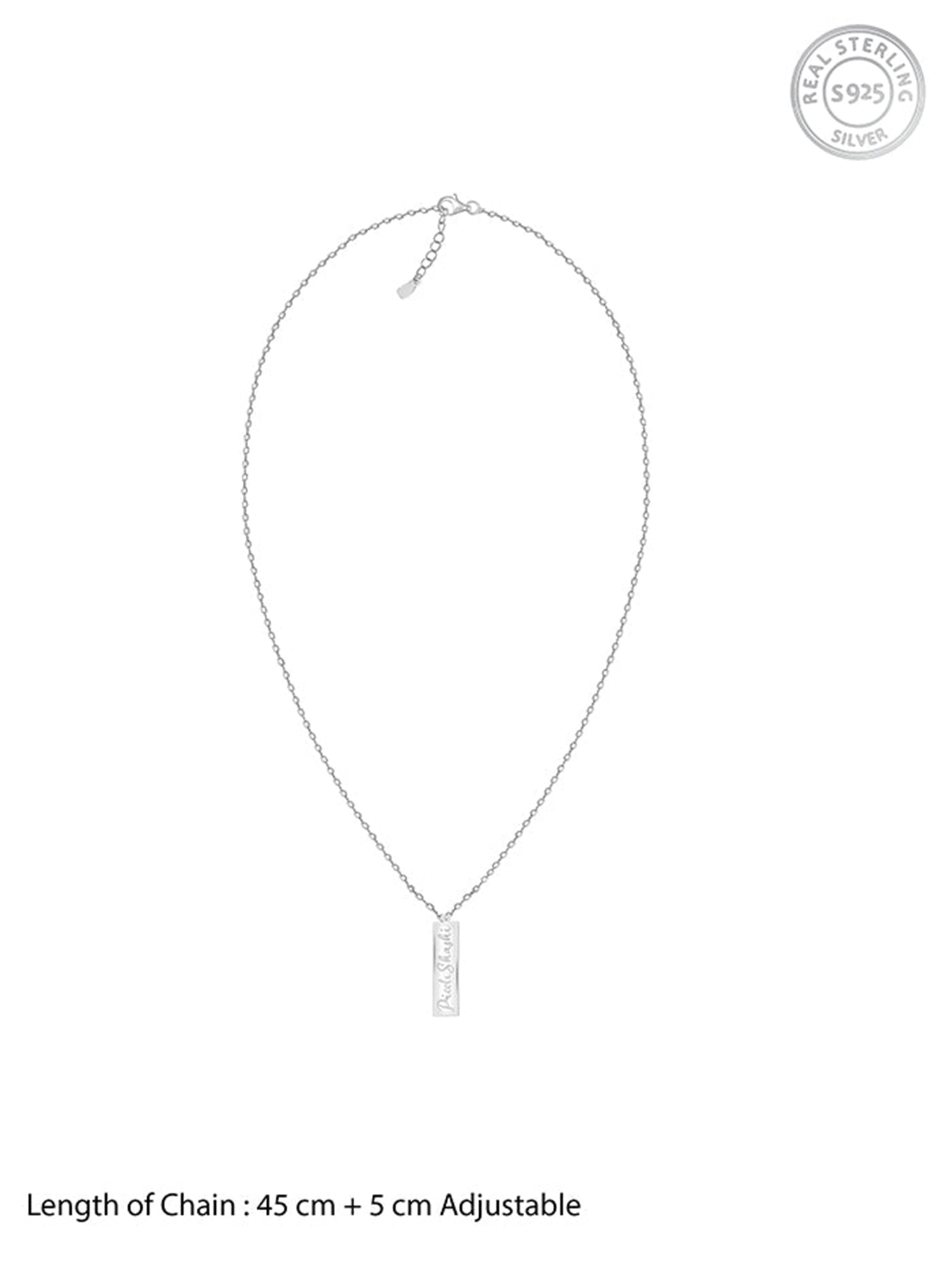 Silver Personalised Two-Name Bar Pendant